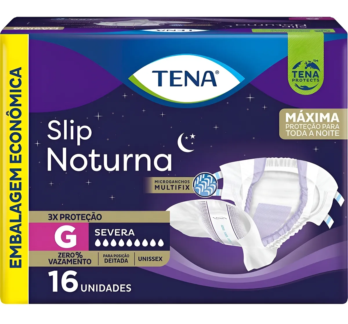 COMBO 4 PCTS :Fralda Geriátrica Tena Slip Noturna Tamanho G 16 Unidades