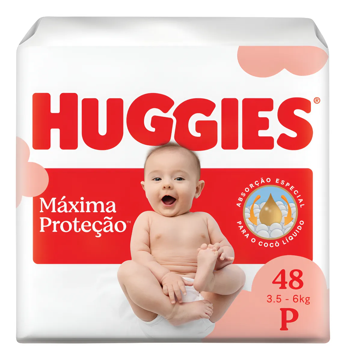 SUPER PROMOÇÃO : 4 PCT Huggies Fralda Descartável Máxima Proteção P - 48 Un